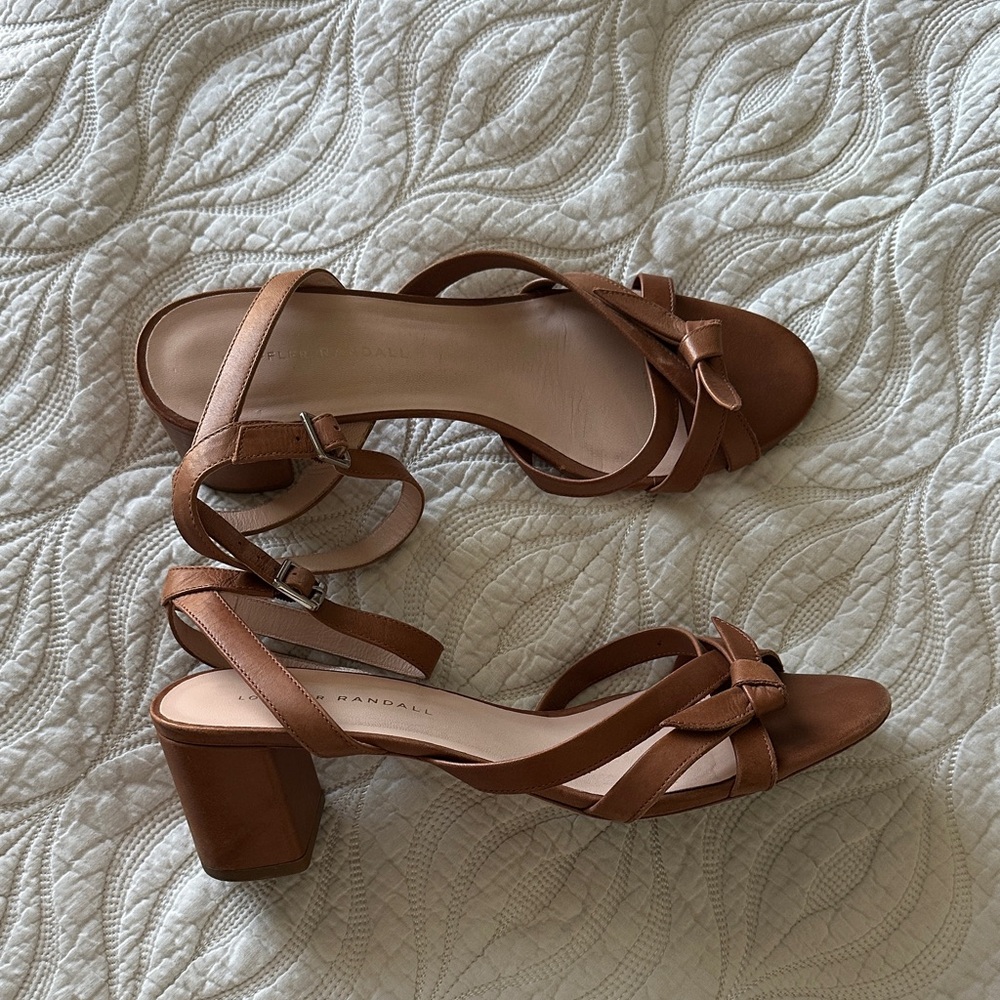 LOEFFLER RANDALL Brown Bow Block Heel Sandals